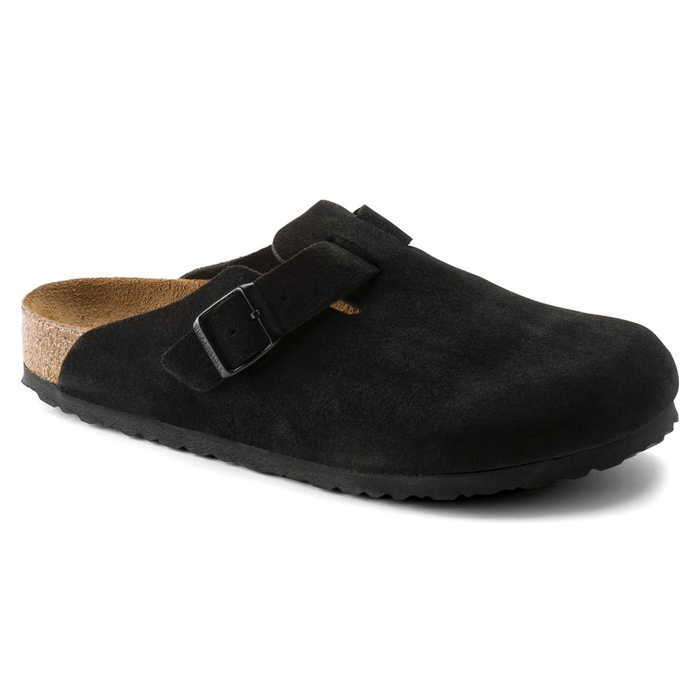 NIB Birkenstock Boston Black Suede Soft Footbed Regular Width Size - 43 - Picture 2 of 5
